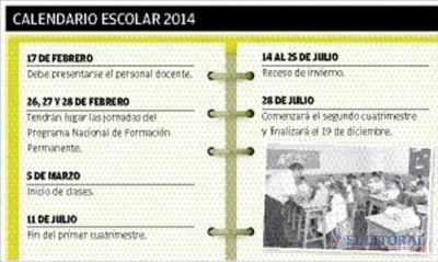 Educaci�n defini� el calendario escolar 2014 y las clases comenzar�n el 5 de marzo