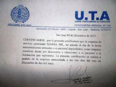 Luego del esc�ndalo del chofer �suicida�, Semisa certific� que no debe salarios
