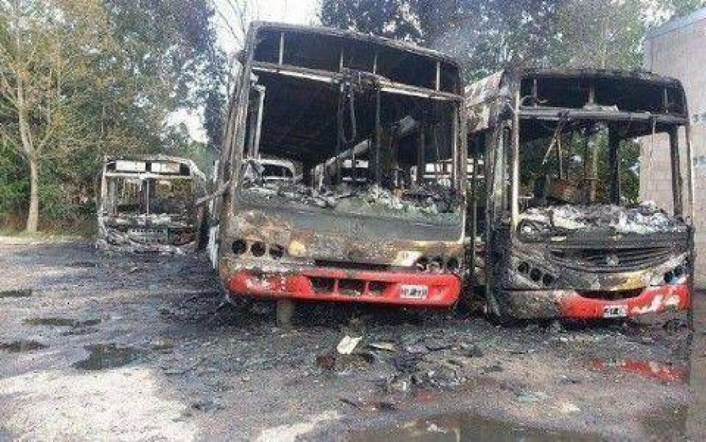Vandalismo potenciado: quemaron seis micros de la empresa Peralta Ramos