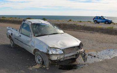 Herido al volcar en la ruta 3