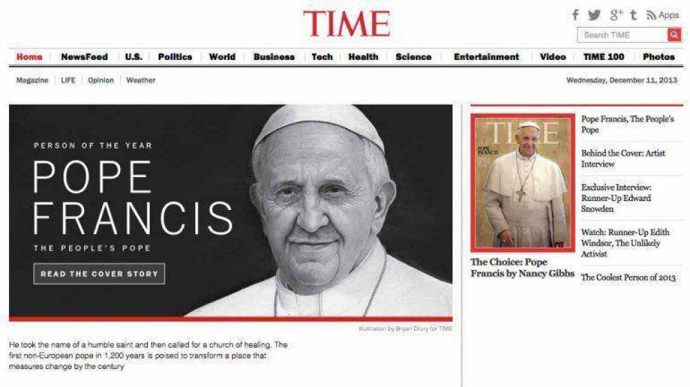 Francisco fue elegido el personaje del a�o por la revista Time
