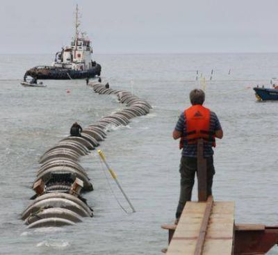 Del Olio lo hizo�.ya enterr� bajo el mar todos los tramos de ca�er�a del Emisario Submarino