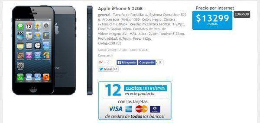 Ya se puede comprar el iPhone 5 en la Argentina