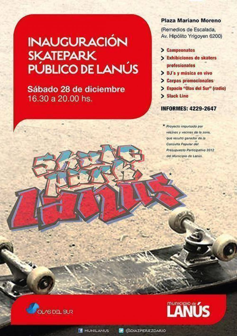 NUEVO SKATEPARK P�BLICO EN LA PLAZA MARIANO MORENO DE REMEDIOS DE ESCALADA