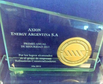 AXION energy fue distinguida con el Premio Anual a la Seguridad  