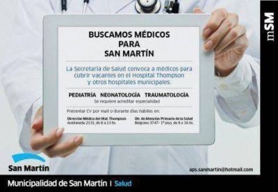 El Municipio de San Mart�n convoca a profesionales de la salud