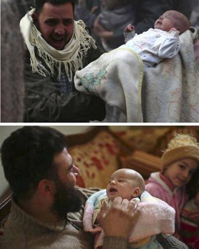 Milagro en Siria: un bebe sobrevivi� a un bombardeo que destruy� su casa