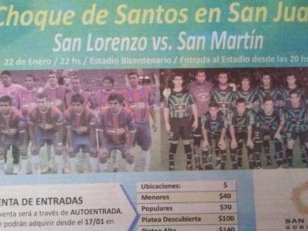 Incre�ble error en la promoci�n del partido entre San Lorenzo y San Mart�n
