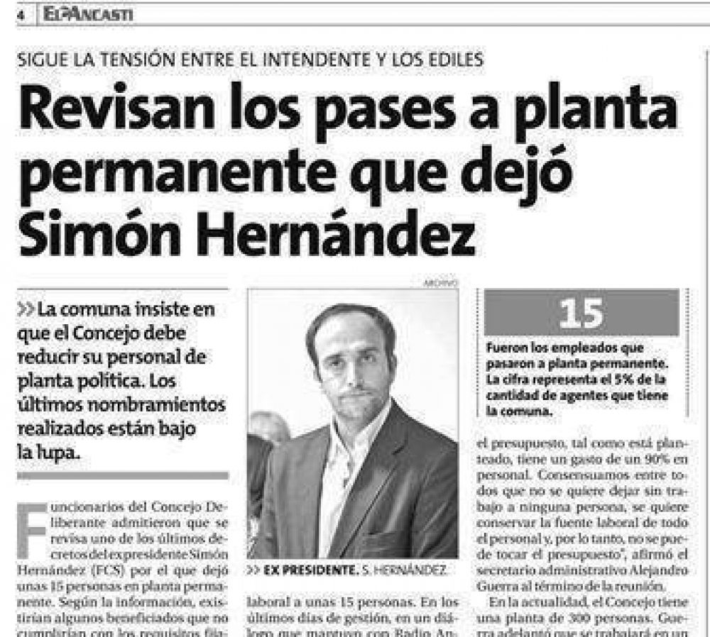 Dar�n de baja a tres empleados designados por Hern�ndez
