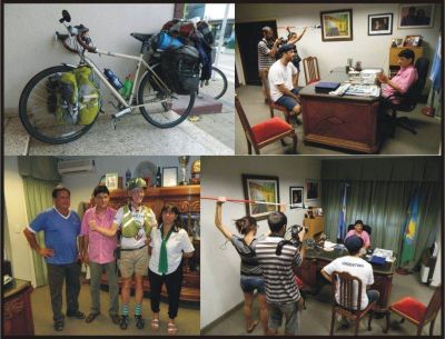 EL INTENDENTE GASPARINI RECIBI� A CICLISTA CANADIENSE Y A DOCUMENTALISTAS