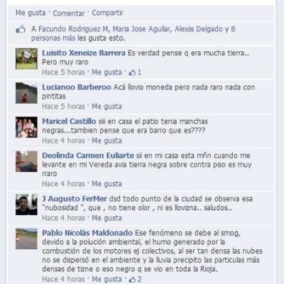 Riojanos se pronunciaron en las redes sociales por la �lluvia negra�