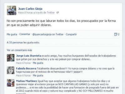 Juan Carlos Gioja y su postura frente a los que compran d�lares