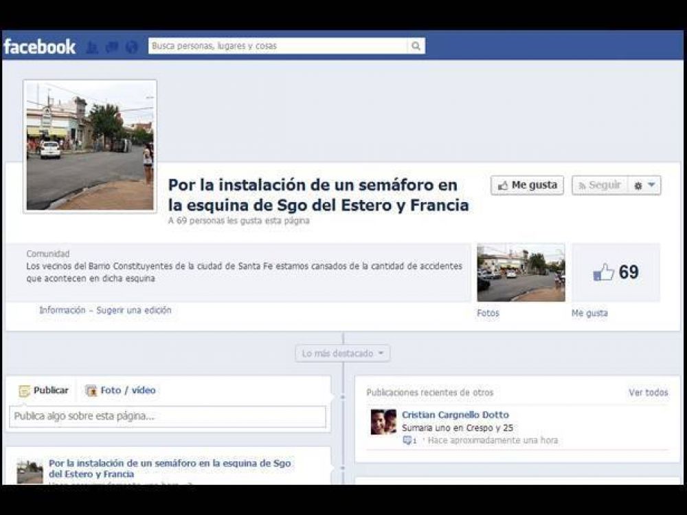 Por los accidentes, los vecinos piden un sem�foro a trav�s de Facebook
