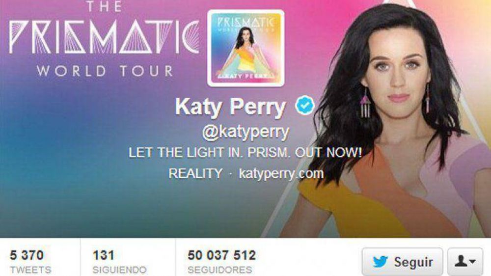 Katy Perry bate r�cord en Twitter con 50 millones de seguidores