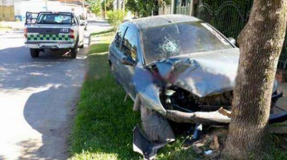 Susto: polic�a ebrio se incrust� contra un �rbol