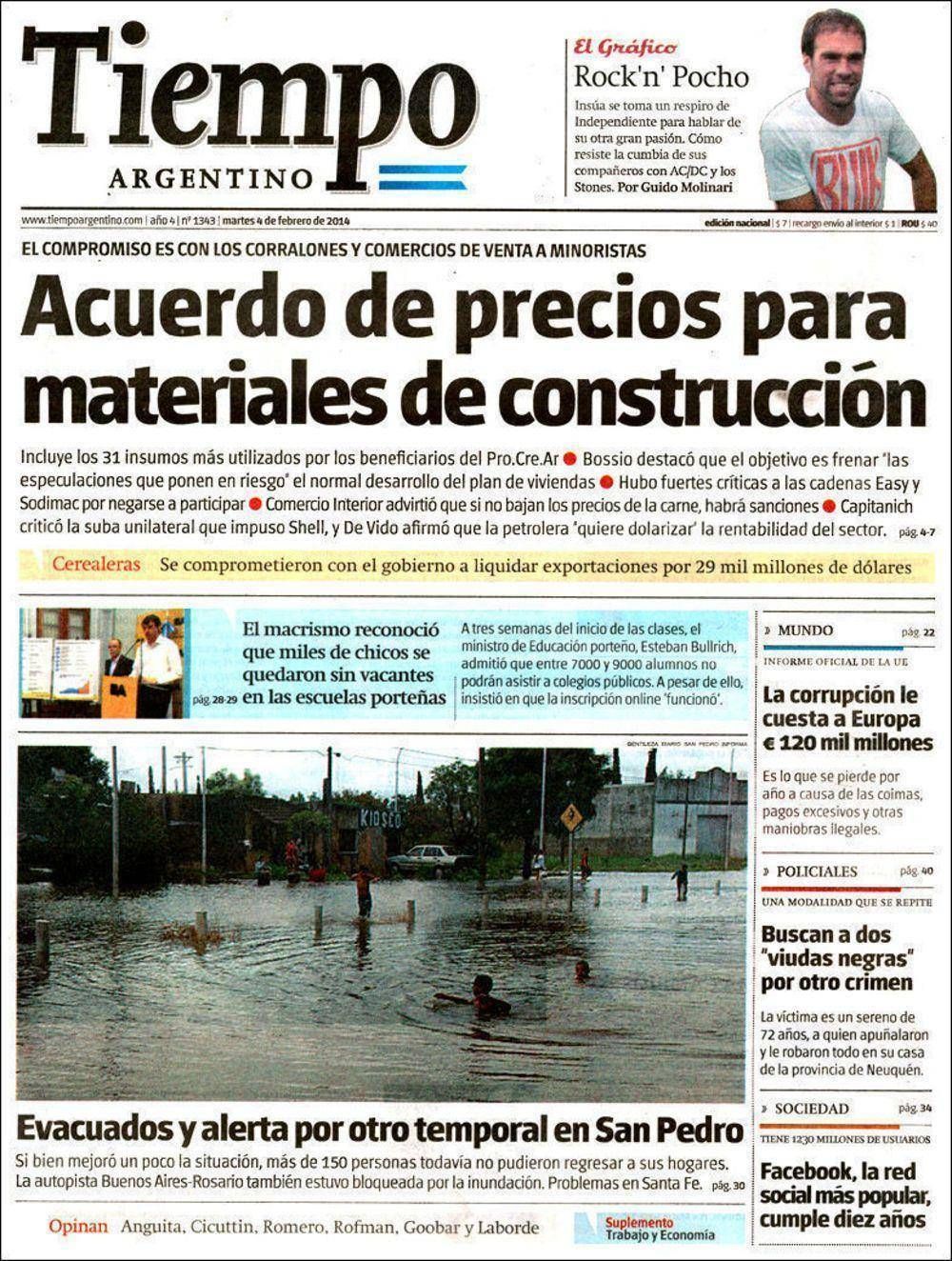 El temporal sampedrino, tapa de los diarios nacionales