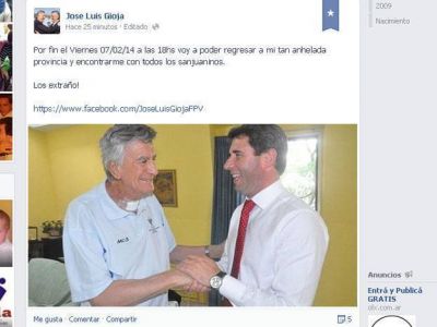 Gioja anunci� su regreso en las redes sociales