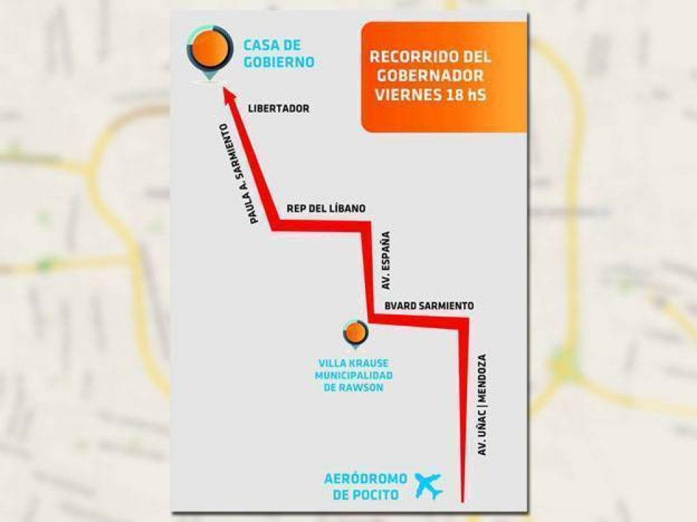 �ste es el recorrido que har� Gioja desde Pocito a Casa de Gobierno