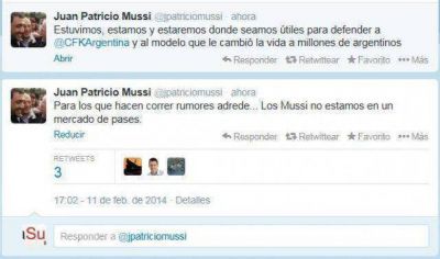 Contundente en Twitter: �Los Mussi no estamos en un mercado de pases� 