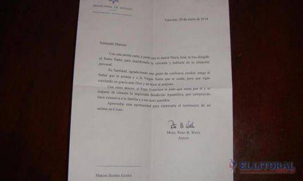 Exclusivo: El Papa respondi� a una carta de un chico mercede�o