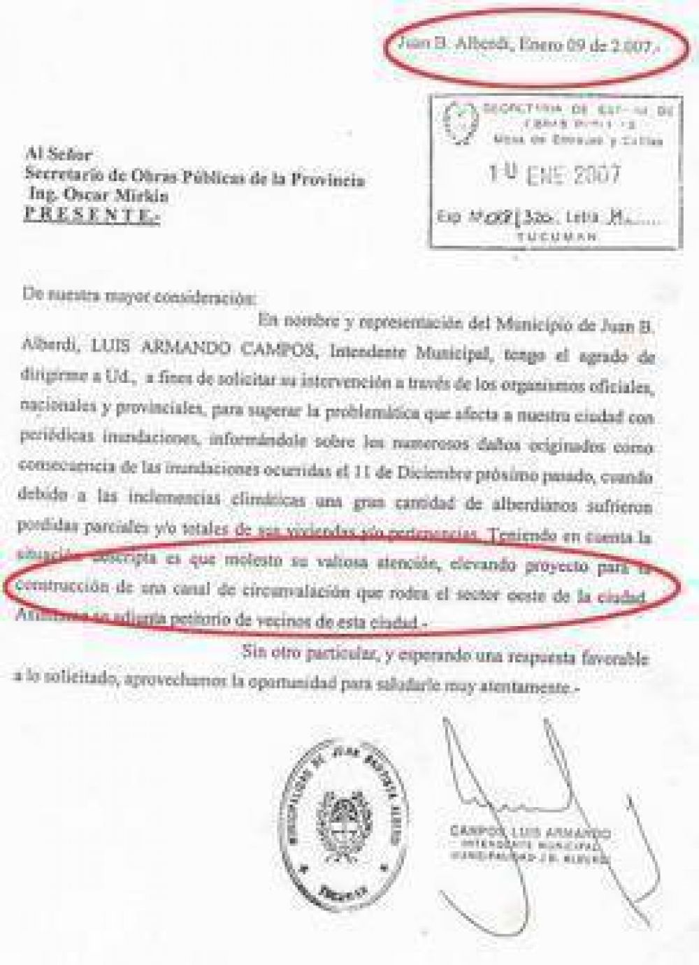 Hace 7 a�os la Provincia prometi� la obra para que no se inundara Alberdi