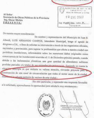 Hace 7 a�os la Provincia prometi� la obra para que no se inundara Alberdi
