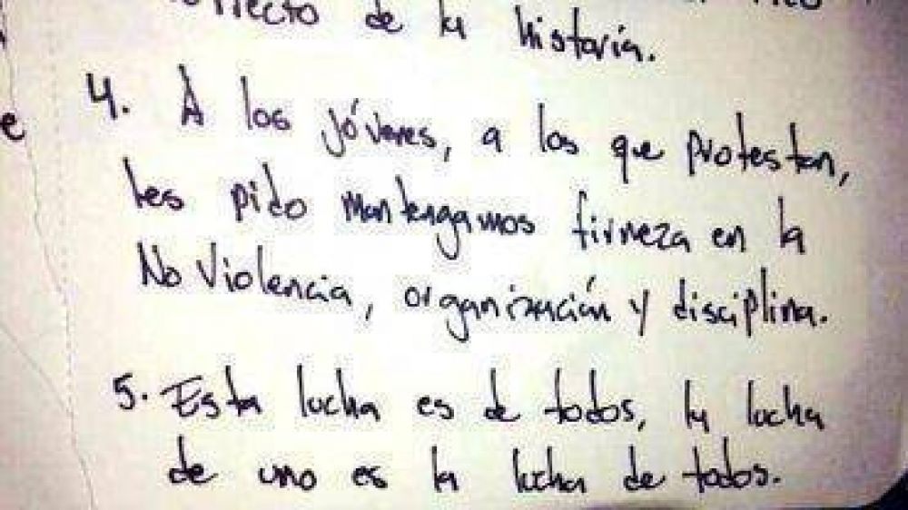 Leopoldo L�pez envi� un mensaje de pu�o y letra a sus seguidores