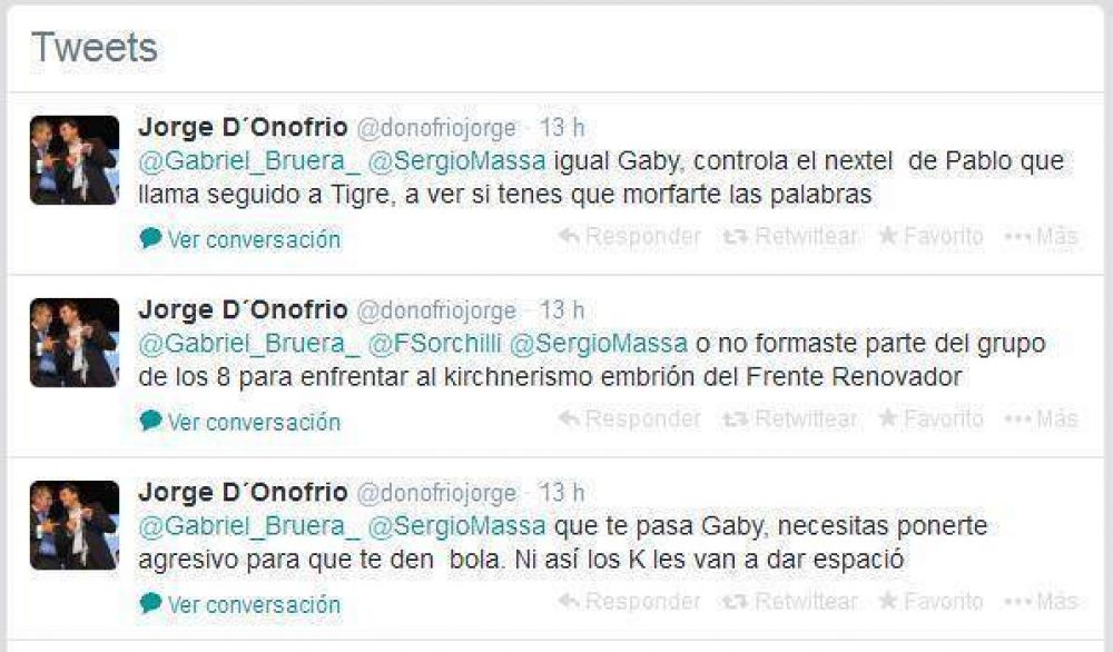  Por un cruce en Twitter salt� la ficha: Bruera llama �seguido� a Massa