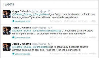  Por un cruce en Twitter salt� la ficha: Bruera llama �seguido� a Massa