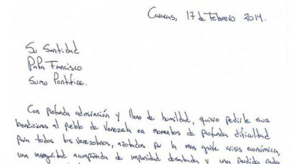 La carta que Leopoldo L�pez le escribi� al papa Francisco