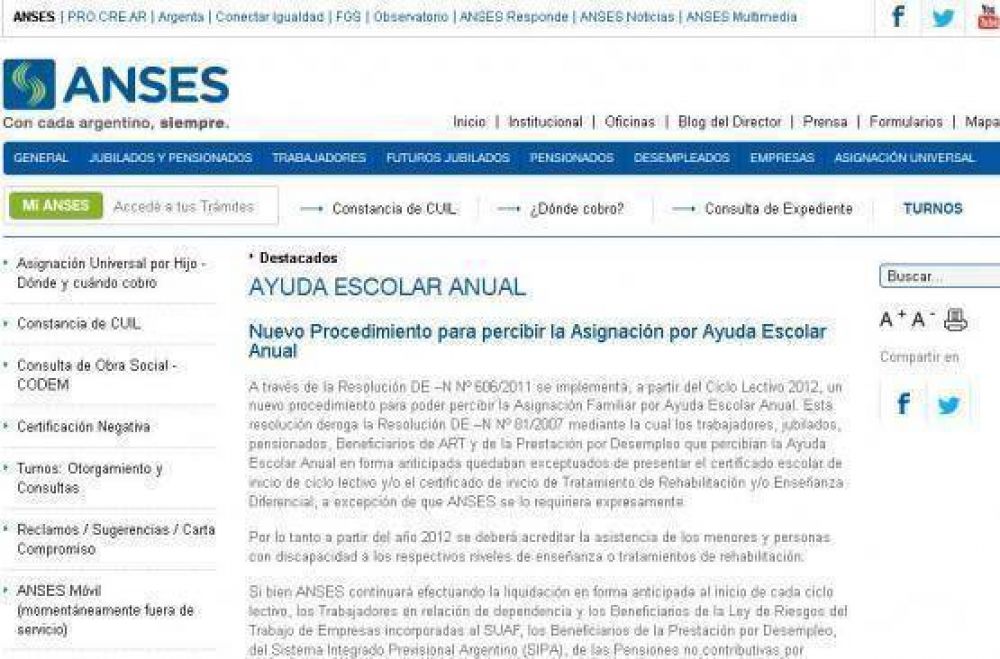 El certificado de escolaridad se podr� presentar por Internet