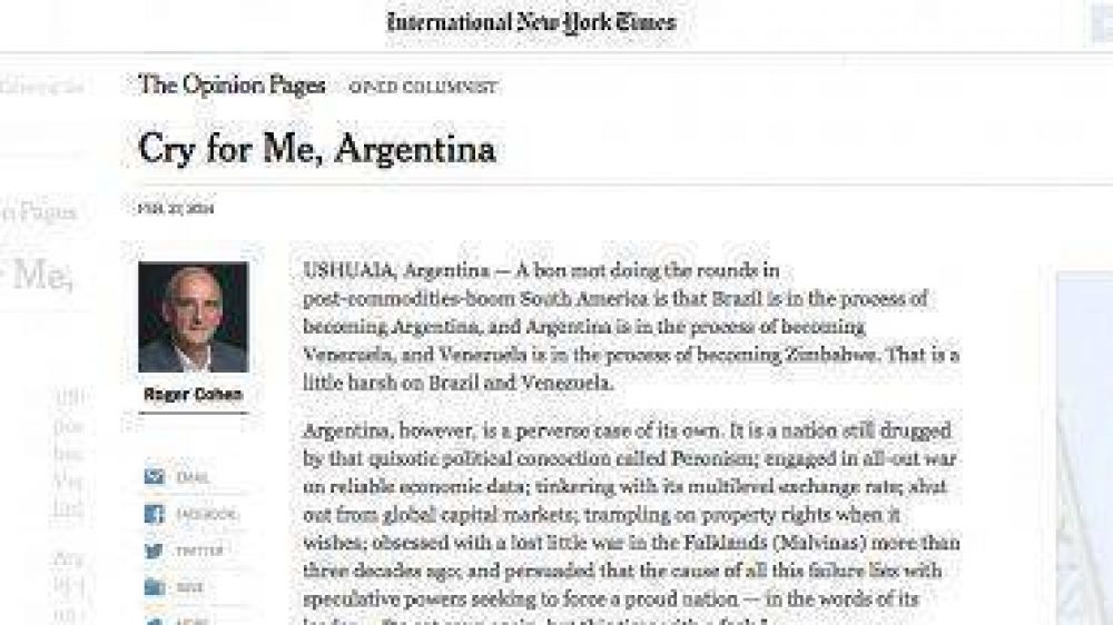 Dur�simo editorial del New York Times: "Argentina est� en proceso de convertirse en Venezuela"