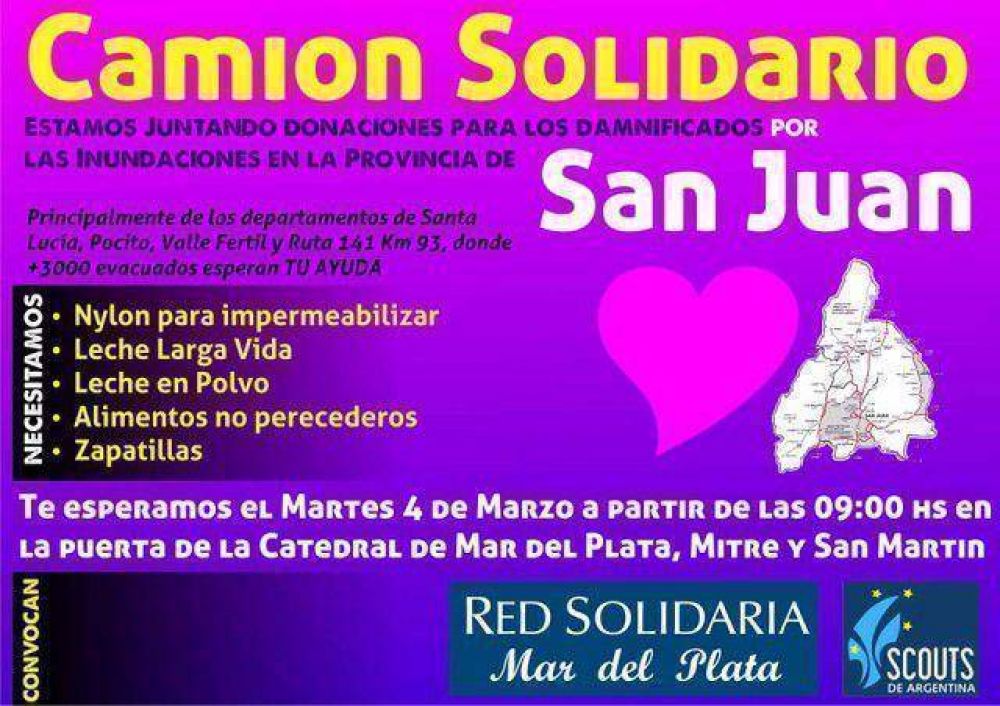 Juntan en Mar del Plata donaciones para los afectados en San Juan
