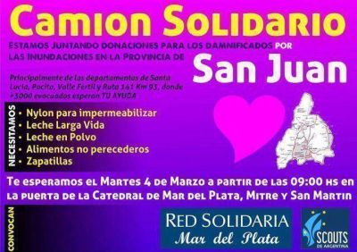 Juntan en Mar del Plata donaciones para los afectados en San Juan
