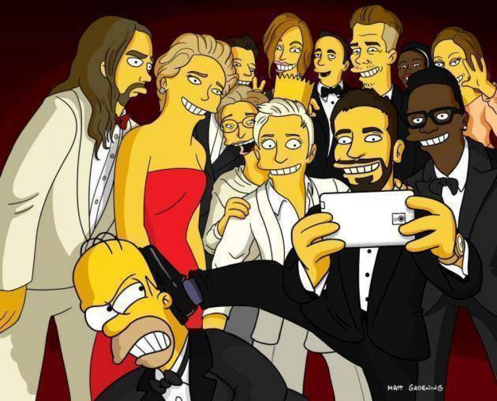 Los Simpson parodian la �selfie� de Ellen