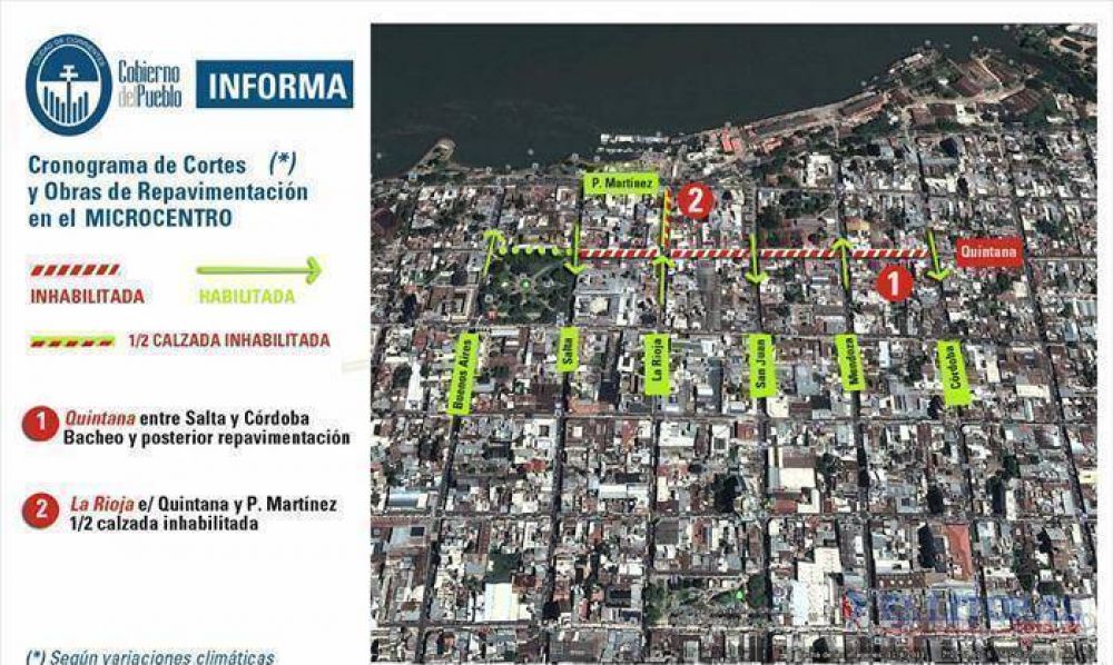 Por obras de bacheo en el microcentro, la calle Quintana est� inhabilitada desde San Juan