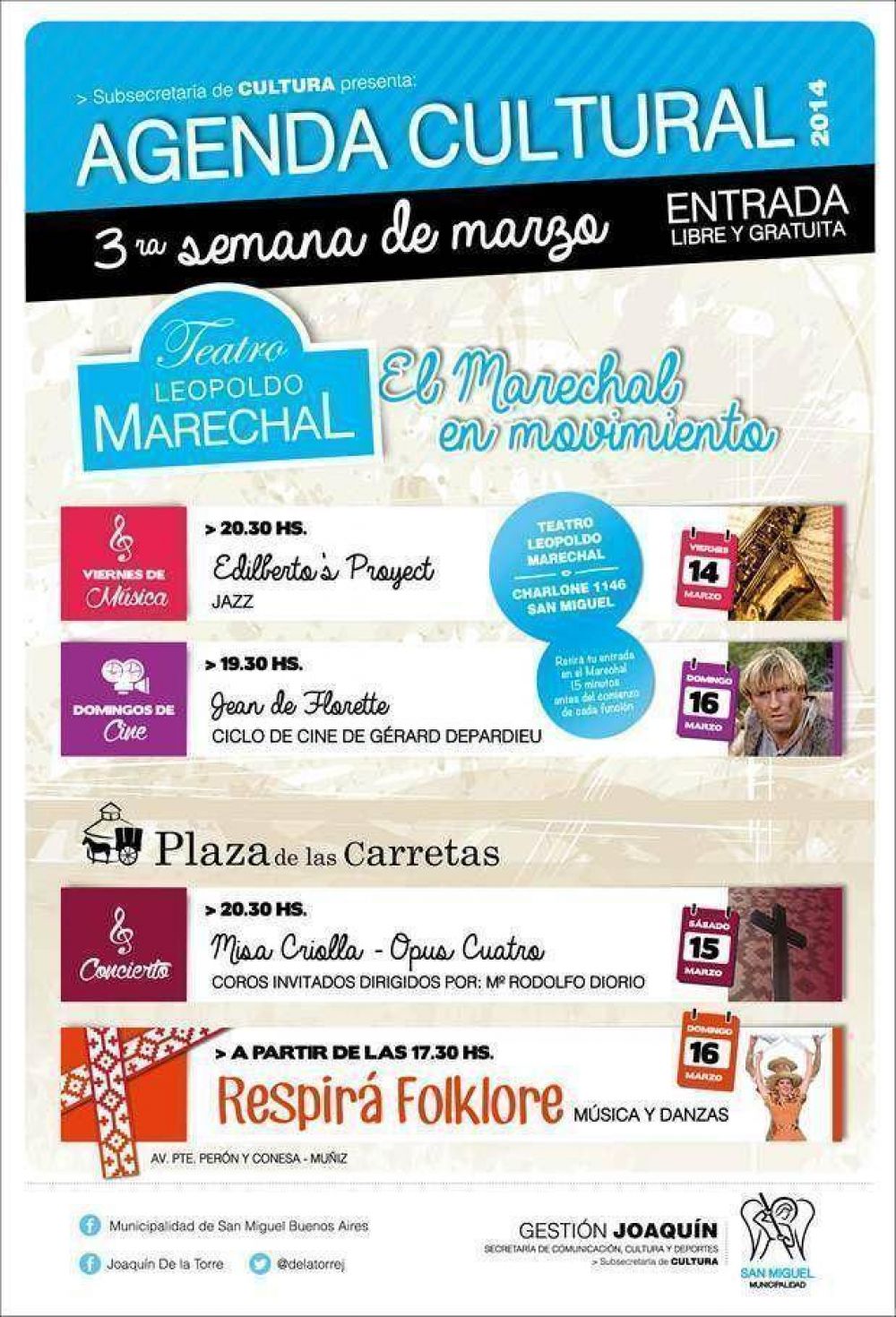 Contin�a la agenda cultural con grandes espect�culos en San Miguel