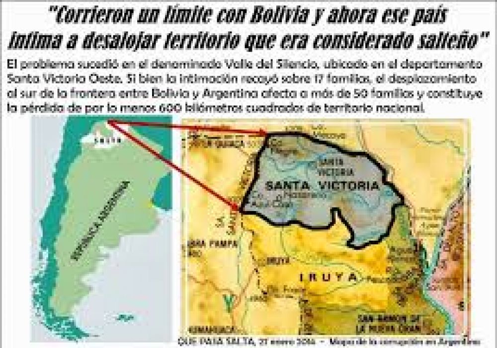 Proponen una comisi�n especial por el corrimiento de la frontera Salta-Bolivia