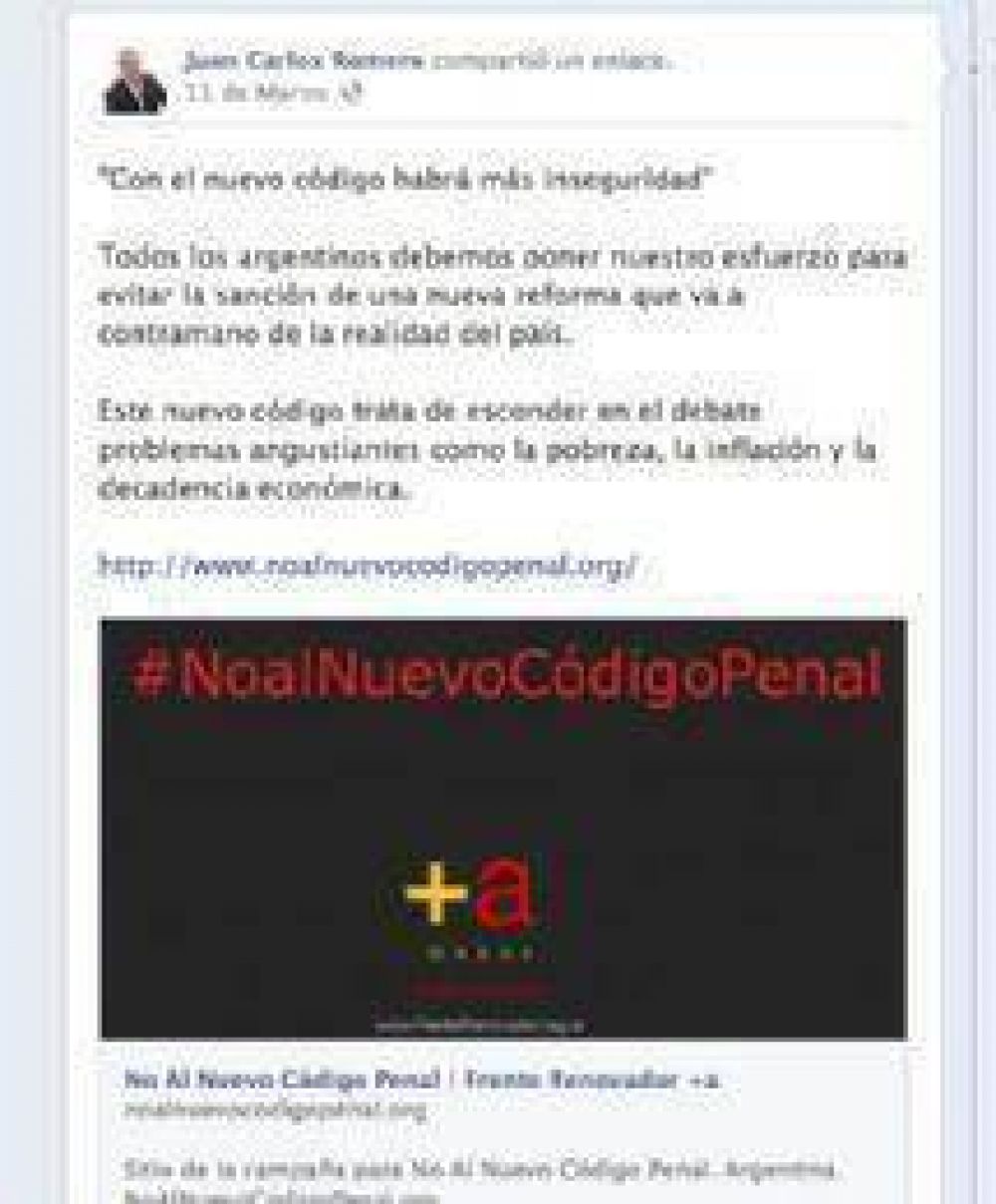 �Se confirma la alianza Romero - Massa? J.C.R. habla sobre el C�digo Penal...con el sello de Sergio Massa