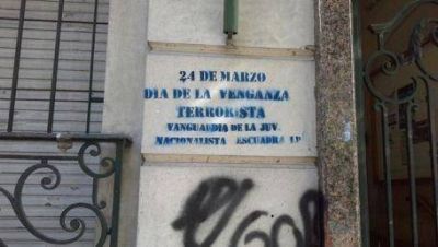 Pintadas intimidatorias a d�as de conmemorarse el 24 de marzo