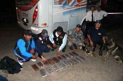 Aker y Morena descubrieron m�s de 17 kilos de marihuana en un micro de larga distancia