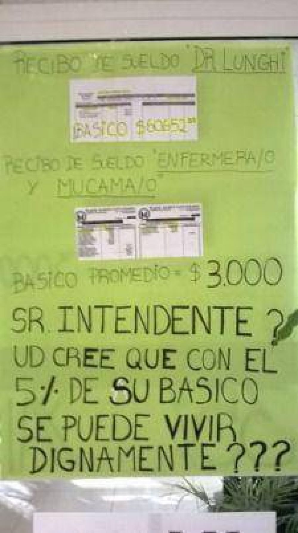 "El b�sico del Intendente es de 60 mil pesos y el de una enfermera de $3 mil"