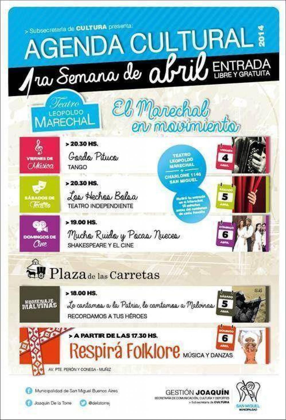 Abril comienza con grandes propuestas culturales en San Miguel