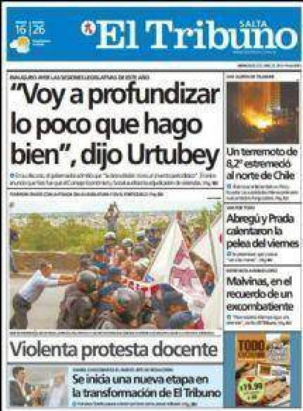 Desesperaci�n: El Tribuno altera los dichos del Gobernador Urtubey en su tapa