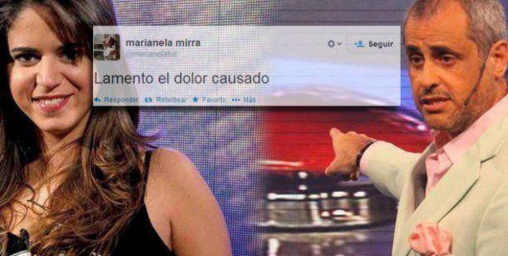 Marianela Mirra finaliz� la pelea con Jorge Rial con un pedido de disculpas v�a Twitter