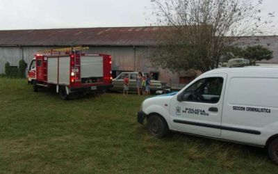 Principio de incendio en un galp�n