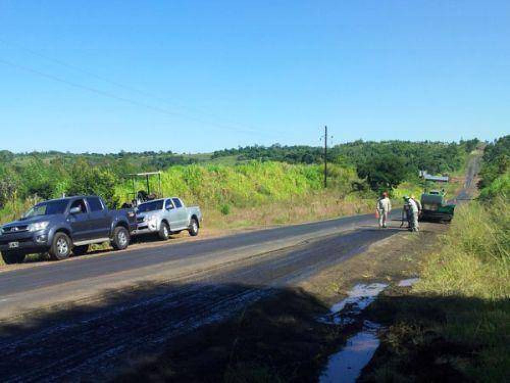 Ruta 13: ejecutan bacheo y reasfaltado en el tramo San Vicente-El Soberbio