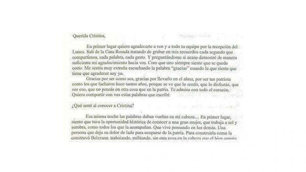 La carta que la nieta de Belgrano le envi� a Cristina