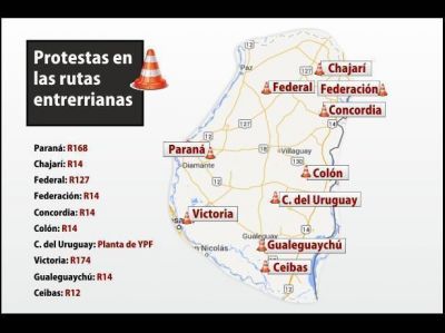 Camioneros van a las rutas en una decena de localidades entrerrianas