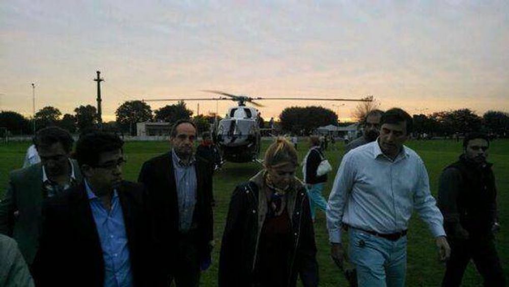 Funcionarios del gabinete de Scioli sobrevolaron las zonas inundadas en Luj�n
